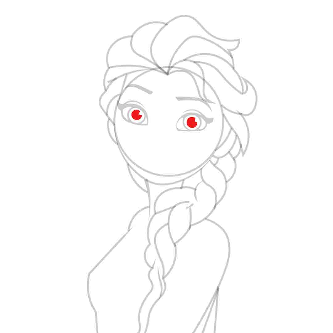 Step 12 Drawing Elsa from Frozen